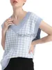 Tees Tees Tees Sdencin Women This Bird Grid نمط ذي دبابة سترة متبكّمة أعلى بلا أكمام