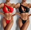 Sexy string bikini set 2021 Nouveaux bikinis mujer one épaule basse taille de blikini push up up bra de maillot de bain femmes avec sous-bordure5149535