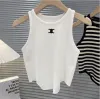 2024 Designer Womens Tops Tops Tants Summer Women Tops Tees Crop Top ricamo sexy fuori spalla nera senza maniche cagliette senza spalla