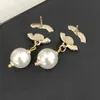 HOT Popular Designer Earrings Pearl Diamond Stud Brand Letter Earring Women Wedding Jewelry Birthday Gifts High-end Copper Stud Wholesale