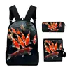 Rucksack Harajuku cooler Koi Karpfen 3D -Druck 3pcs/Set Pupil Schools Taschen Laptop Daypack geneigte Umhängetasche Bleistift Gehäuse