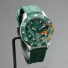 1858 Iced Sea Date 131323 Automatic Mens Watch Arear Case Ceramics Céraque Green Dial Rubber STRAPES RELOJ Hombre Montre Homme Puretimewatch PTMBL F2