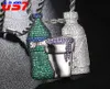 US7 Iced Out Sprite Bottle tasse pendents Colliers Crystal Zircon Wine Bottle Collier Hip Hop Bling Jewelry 3851990