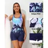 Frauen Badebekleidung Charmleaks Women One-Piec Sport Badeanzug Racerback mit Schlüsselloch weicher Blumendruck Vollfeind in Bras Boylegg genäht