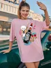 女性用TシャツカラーソジュキャットジャパンハラジュクTシャツ女性コットントップサマーファッションプラスサイズの特大のグラフィック服女性カジュアルT Y240509