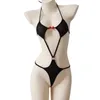 Costumi da bagno femminile femminile bikini sexy costume da bagno con un pezzo con calze a rete Vedi attraverso abiti da piscina da piscina da notte in lingerie a T-back.