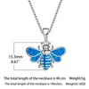 Colliers pendants Small Bee for Women Silver Color Chain Collier Dainty Bridal Blue Imitation Opal Wedding