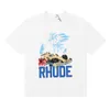 Rhude Mens T 셔츠 디자이너 셔츠 디자이너 남성 셔츠 짧은 고급 반바지 패션 캐주얼 최고 품질의 편지 인쇄 남성용 의류
