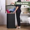 1PC Dirty Clothes Basket With Lid And Inner Bag 100 Liter Laundry Foldable Detachable 240510