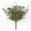 Fiori decorativi 35 cm Decorazione natalizia Pine cono Berries Bouquet Atmosfera Disposizione della scena per l'arredamento delle feste a casa