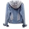 Sweats à capuche pour femmes Veste d'hiver chaude Femmes Automne amovible Mabille à capuche Jeans femme denim dames top bombardiers