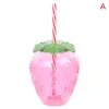 Vattenflaskor 1 st högkvalitativt kreativ vår sommartecknad Strawberry Straw Cup Plastic Lovely Girl Portable