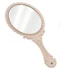 Kompakta speglar 1 Silver Retro Mirror Ladies Flower Reproduktion Oval Round Makeup Handheld Princess Beauty Dress Gift Q240509