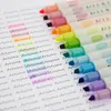 12 Couleurs pastel Highlighter Pen Protect-Protect Light Color Milkliner Double Tip Fluorescent Pens Office School Drawer Marker 240425