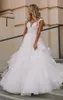 2023 Wedding Dress for Bride V Neckline Appliqued Lace 3D Flowers Tiered Tulle Organza Lace Wedding Gowns for Marriage for Nigeria Black Women