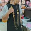 Fashion Dubai Gold Color Schmuck Set für Frauen Afrikanische Indien Langkette Tassels Halskette Ohrringe Ring Abendparty Geschenk 240510