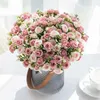 Fleurs décoratives couronnes 15 têtes 5 fourchette de soie rose pour mariage bouquet de mariée de Noël en couronne de Noël décoration maison bonsai brick