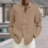 남성용 T 셔츠 + 티 폴로 계절 길이의 슬리브 옷깃 느슨한 버튼 면화 가디건 셔츠 남성 플러스 티