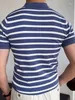 Polos Men's Summer Blue Striped Busined Pull à manches courtes à manches courtes