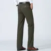 Pantalones para hombres algodón verano pantalón delgado otoño grueso clásico sólido sólido pantalón de cintura alta pantalones de la oficina de la oficina