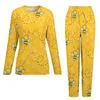 Women's Sleepwear Hives Print Pajamas Honey Bee 2 Pieces Casual Set Female Long-Sleeve Warm Oversized