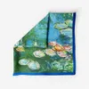 Schals 53 cm Monetölmalerei Wasser Lilien im Teich % Seidenschal Frauen Square Schals Schals Foulard Bandana Haar Schal Q240509
