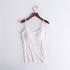 Frauentanks sexy Tanktops mit eingebautem Pad BH ärmellose feste Unterwäsche-Kamisole für Frauen weibliche Fitness Yoga-Kleidung Sport