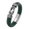 Hip Hop Mens Jewelry Stainless Steel Charm Magnetic Buckle Leather Bracelet for Gift8599524