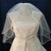 Najlepsza wyprzedaż Whtie Ivory Wedding Veil Champagne Elbow Długość Wstbonowa Wstążka Bridal Veil z grzebieniem 345R