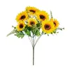 Fleurs décoratives couronnes 7 têtes fleurs artificielles de haute qualité Silk Scrapbooks de tournesol