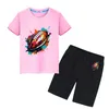 Kleidungssets Drucken Sommer Baumwoll T-Shirt süße T-Shirts Jungen Mädchen Kleidung Sport Tops Shorts Kawaii Tees Kills Weihnachtsgeschenk