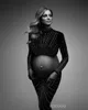 Maternidade Vestidos de maternidade sessões de fotos cortadas vestidos strass em gravidez gorjeta feminina feminina halter Crystal Hot Fix Set Dress T240509