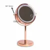 Compact Mirrors 6 1X/3X enlarged double-sided mirror with 18 LED lamp stand desktop makeup battery powered 3-color Q240509