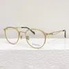 Lunettes de soleil Frames Original Classic Vintage Gold Gernes Frame Round Type for Men and Women Hand Craft Super Light Titanium Myopia Eyeglass