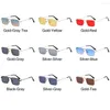 Lunettes de soleil UV400 Protection Rectangle Fashion Metal Frame Travel Punk Sun Sun Sun Candy Color Eyewear For Women Men