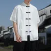 Herren -Freihirthirts Chinesische Hemd im chinesischen Stil für Männer für Männer Sommer Design einzigartig gestaltet locker angepassten Anzug Bluse Jacke