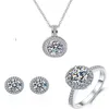 Zestaw biżuterii Diamond z laboratorium Solitaire 925 srebrne impreza ślubne pierścionki kolczyki Naszyjnik dla kobiet Bridal Moissanite Biżuteria 273U