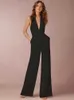 Pantalon de deux pièces pour femmes Fitshinling DP V Neck Elegant Jumpsuit Femmes Slim Slveless Rober 2022 Été Sexy Sexy Sexy Wide Jam Sautpuise Fashion White T240508