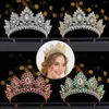 Cabeças de fabela de luxo Multicolor Big Diamond Bridal Crown Gold Birthday Hat Rhinestone Wedding Pageant Tiara