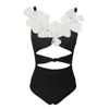 Swimwear Women's 3D Flower plonge Design One Piece Cut Out Beachwear Elegant Beach Look Aswing Fssuel Backless Surf Wear en noir