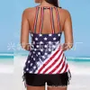 Swimwear femminile 2022 Nuovo costume da bagno diviso Womens Tankini Copri per la prima volta il giorno della bandiera nazionale conservato