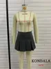 Kondala Vintage Koyu Gri Mini Etek Çırpı Pileli Seksi Şort Etekleri Kadın Moda 2024 Street Giyim Mujer Faldas 240426