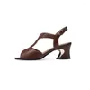 Zapatos de vestir 2024 primavera verano sexy pescado boca sandalias romanas huecas color sólido tacón alto soltero para mujeres moda