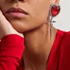 Boucles d'oreilles Backs Clip de coeur en cristal rouge sur un pendentif métal