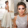 Jewel Top Beaded Prom Dresses Long Puffy Sequin Crystal Floor Length Prom Gowns Couture Keyhole Back Dresses Evening Wear Real Party 20 283d