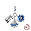 925 Sterling Silver Rudder Anchor Blue Cruise Ship Spacer Perles Pendants Charms Fit Bracelets Original Bricoly Mielrymaking 240428