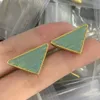 Luxury Classical Designer Earrings Women Inlay Gold Plated Brand Titanium Steel Inverted Triangle Earring Weding Party Birthday Jewelry