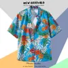 Herren Hawaiian Shirt Retro Druck SingleBreastd Beach Shortsleeved T -Shirt Sommer Holiday Masquerade Kleidung 240506