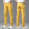 Kong Hong Summer Thin Ginger Yellow jeans heren trendy merk geborduurd Koreaanse editie high -end luxe slanke fit broek