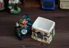 Vintage ceramic house Sculpture Jewelry Box Home Decor Crafts Room Decoration room cute Ornament candy jar 240429